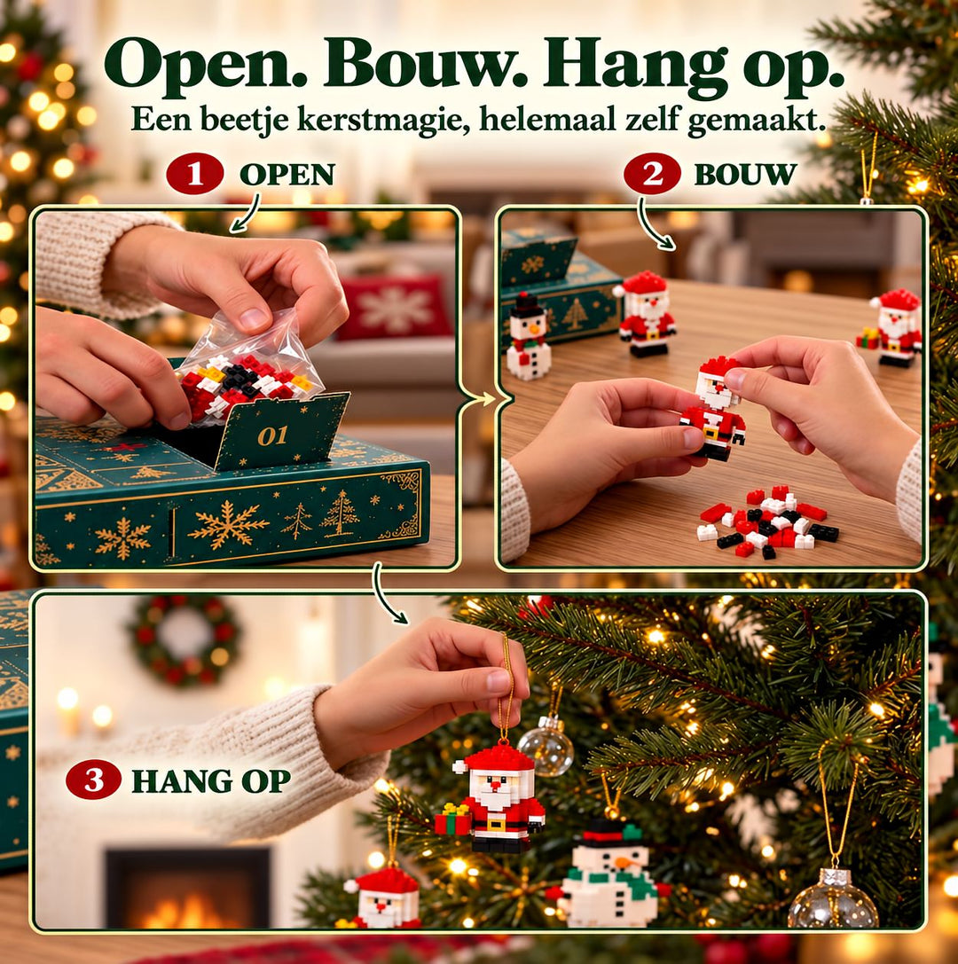 Kerst adventskalender | 24 kerstfiguren van bouwsteentjes