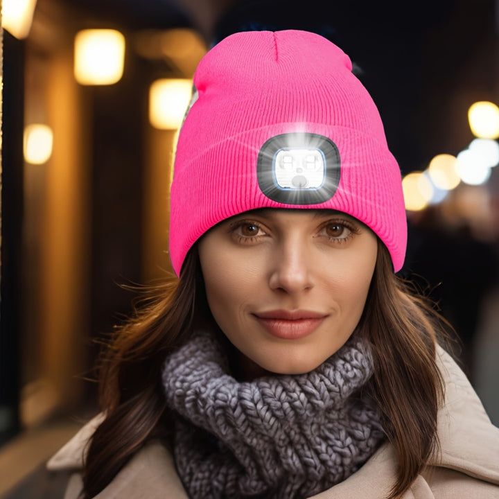 Unisex Wintermuts met Ingebouwde LED Lamp – Oplaadbare Verlichte Beanie voor Buitenactiviteiten