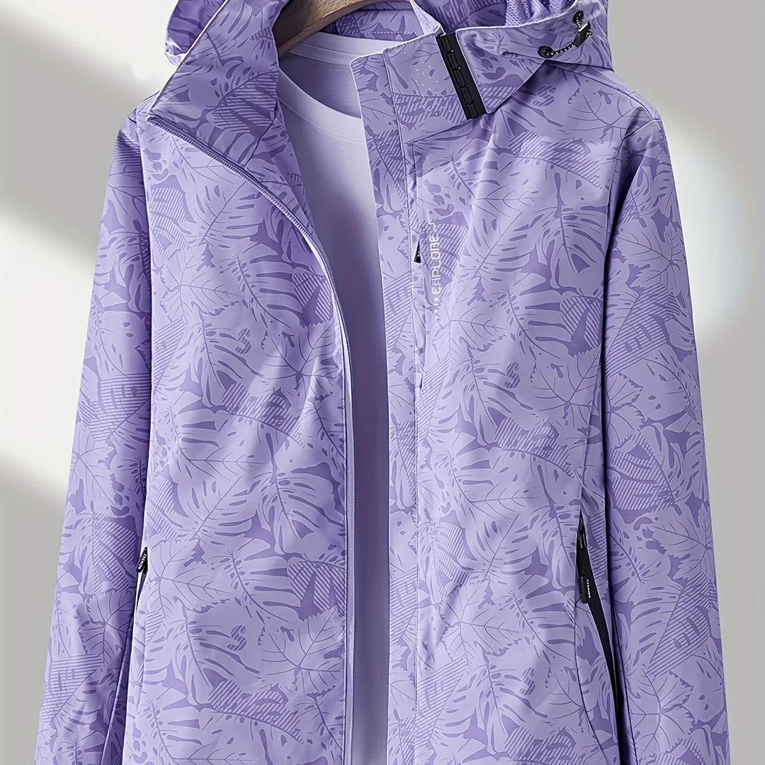 Dames jas | Lichtgewicht outdoor jack met bloemenprint en capuchon