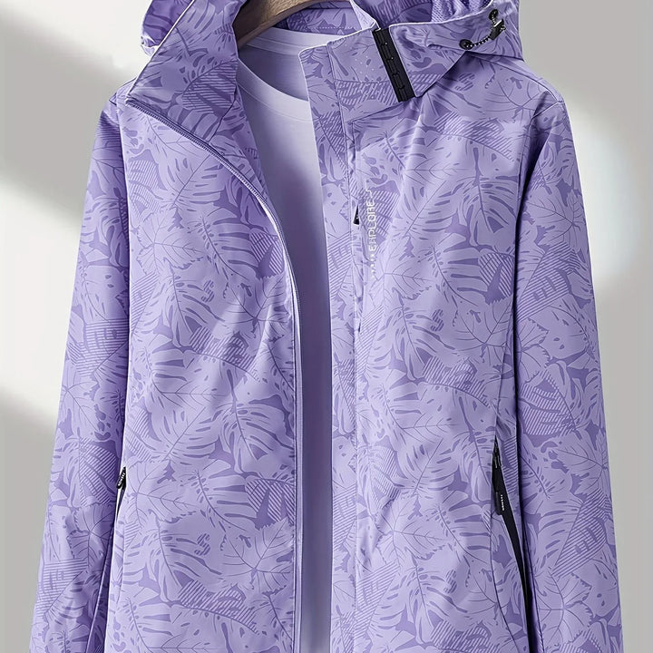 Dames jas | Lichtgewicht outdoor jack met bloemenprint en capuchon