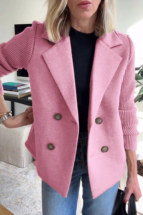 Dames winterjas | Elegante jas met gebreide mouwen