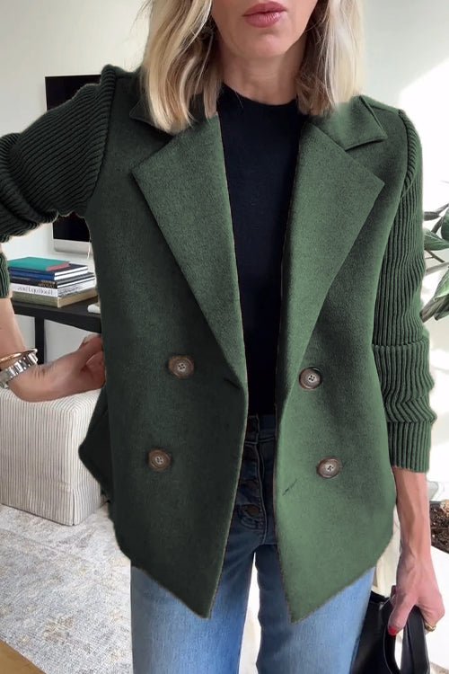 Dames winterjas | Elegante jas met gebreide mouwen