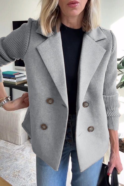 Dames winterjas | Elegante jas met gebreide mouwen
