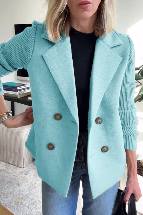Dames winterjas | Elegante jas met gebreide mouwen