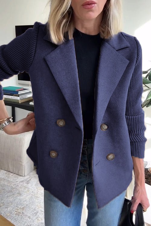 Dames winterjas | Elegante jas met gebreide mouwen