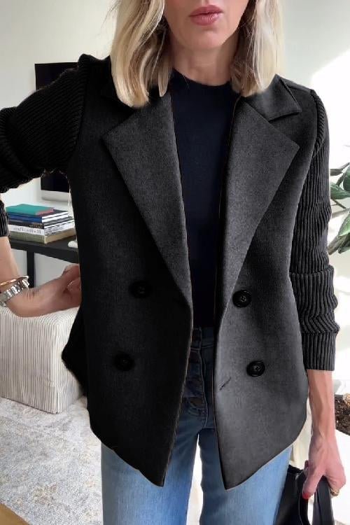 Dames winterjas | Elegante jas met gebreide mouwen