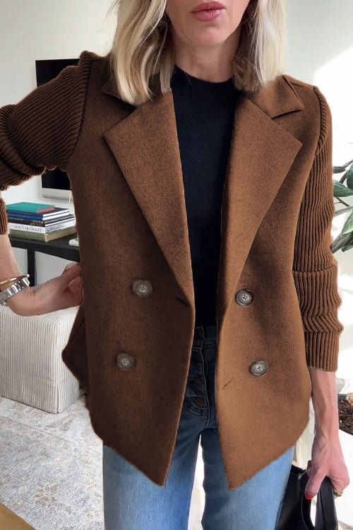 Dames winterjas | Elegante jas met gebreide mouwen
