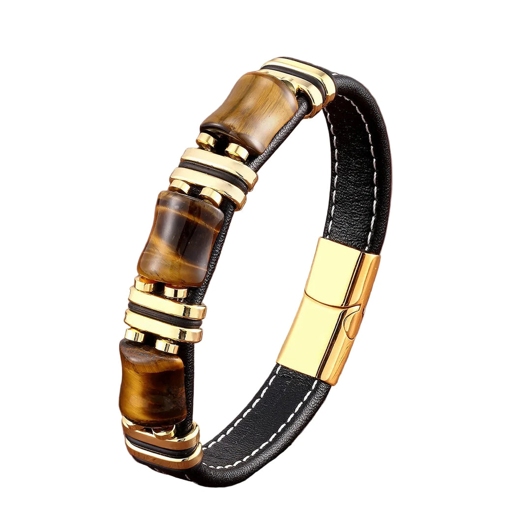 Raw Edge | Herenarmband met houtaccenten, metalen details en magneetsluiting