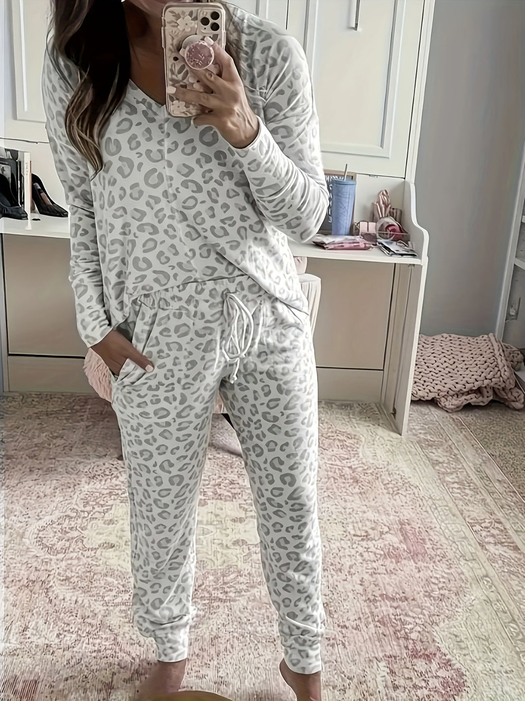 Dames pyjama set | Loungewear dames met luipaardprint