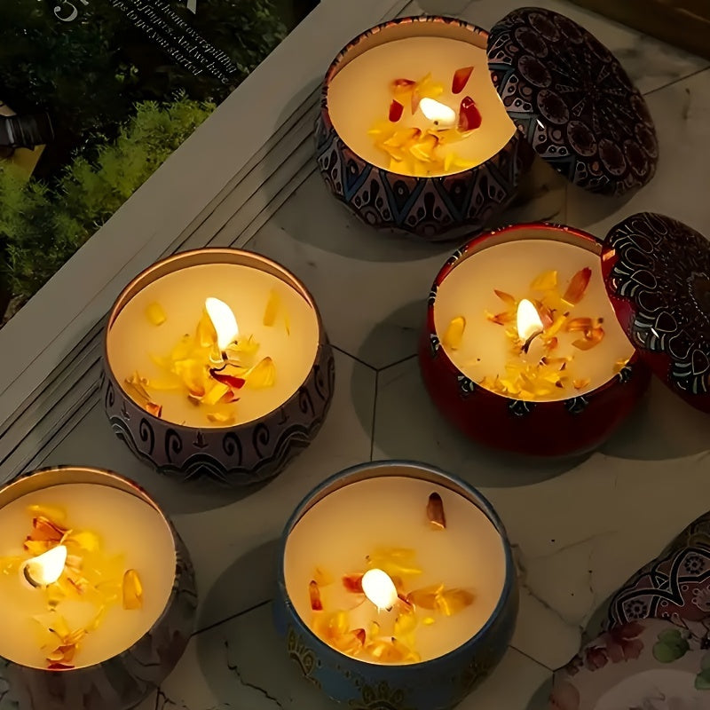 Geurkaars cadeau set | 4 geurkaarsen lavendel roos jasmijn