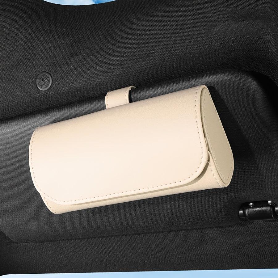 Auto brilhouder | Leren look zonnebril clip met stiksel detail
