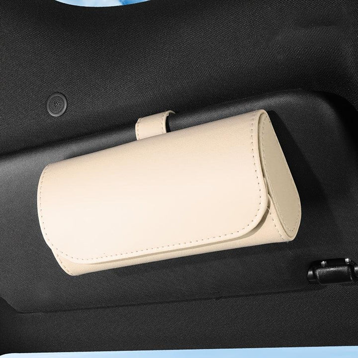 Auto brilhouder | Leren look zonnebril clip met stiksel detail