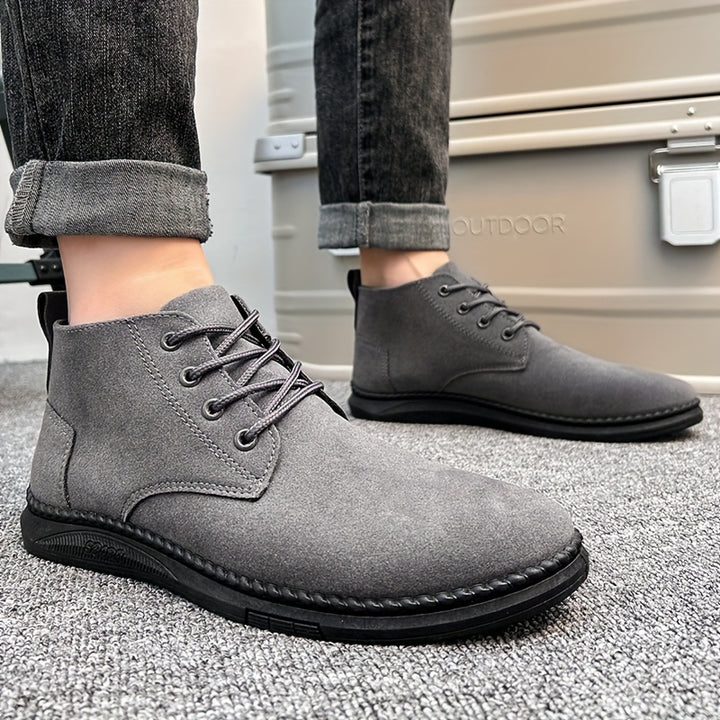 Enkellaarzen heren | Suèdelook veterschoenen met antislip zool