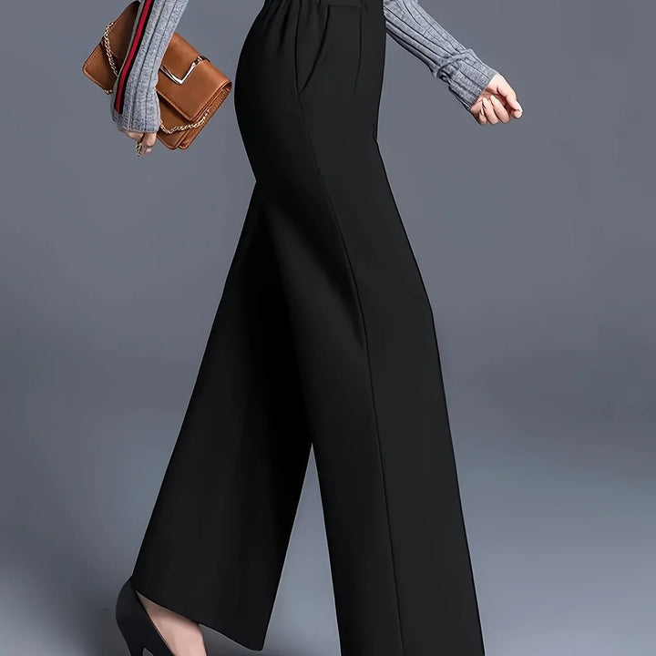 Dames pantalon | Hoge taille wide leg broek voor kantoor