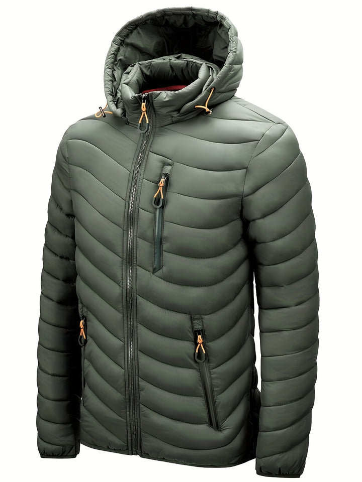 Heren donsjas | Warme winterjas met capuchon en rits