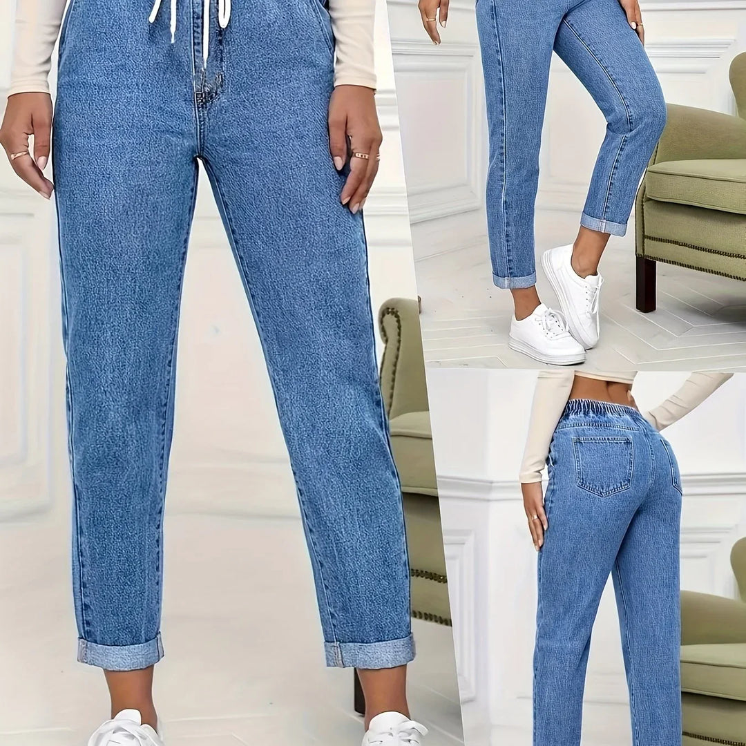 Dames jeans | Lichte spijkerbroek met elastische taille