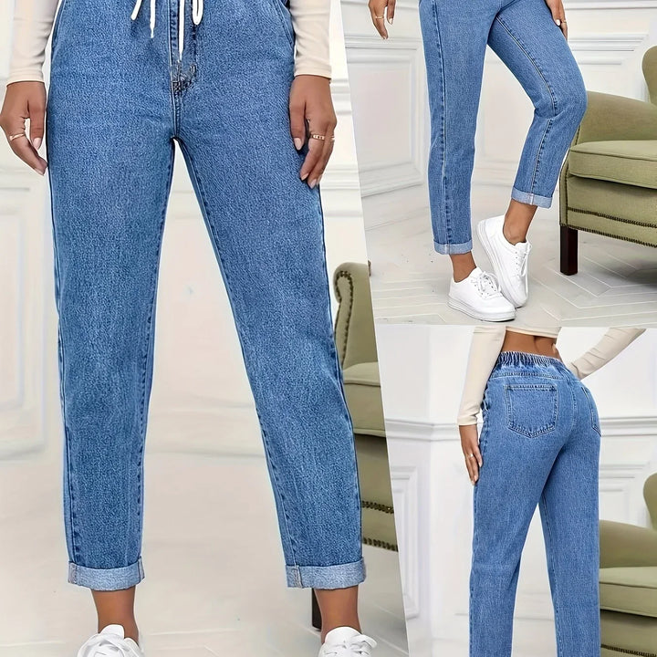 Dames jeans | Lichte spijkerbroek met elastische taille