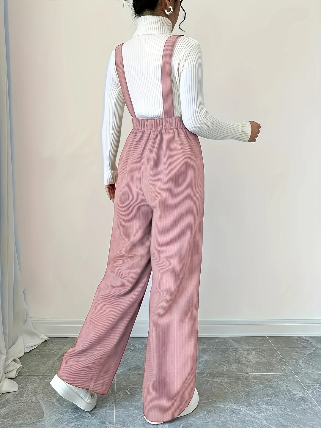 Dames tuinbroek | Lichtbruin casual model met knopen en brede band