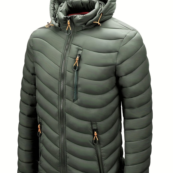 Heren donsjas | Warme winterjas met capuchon en rits