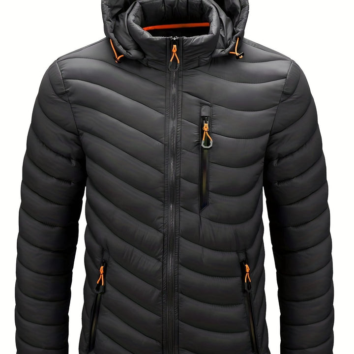 Heren donsjas | Warme winterjas met capuchon en rits