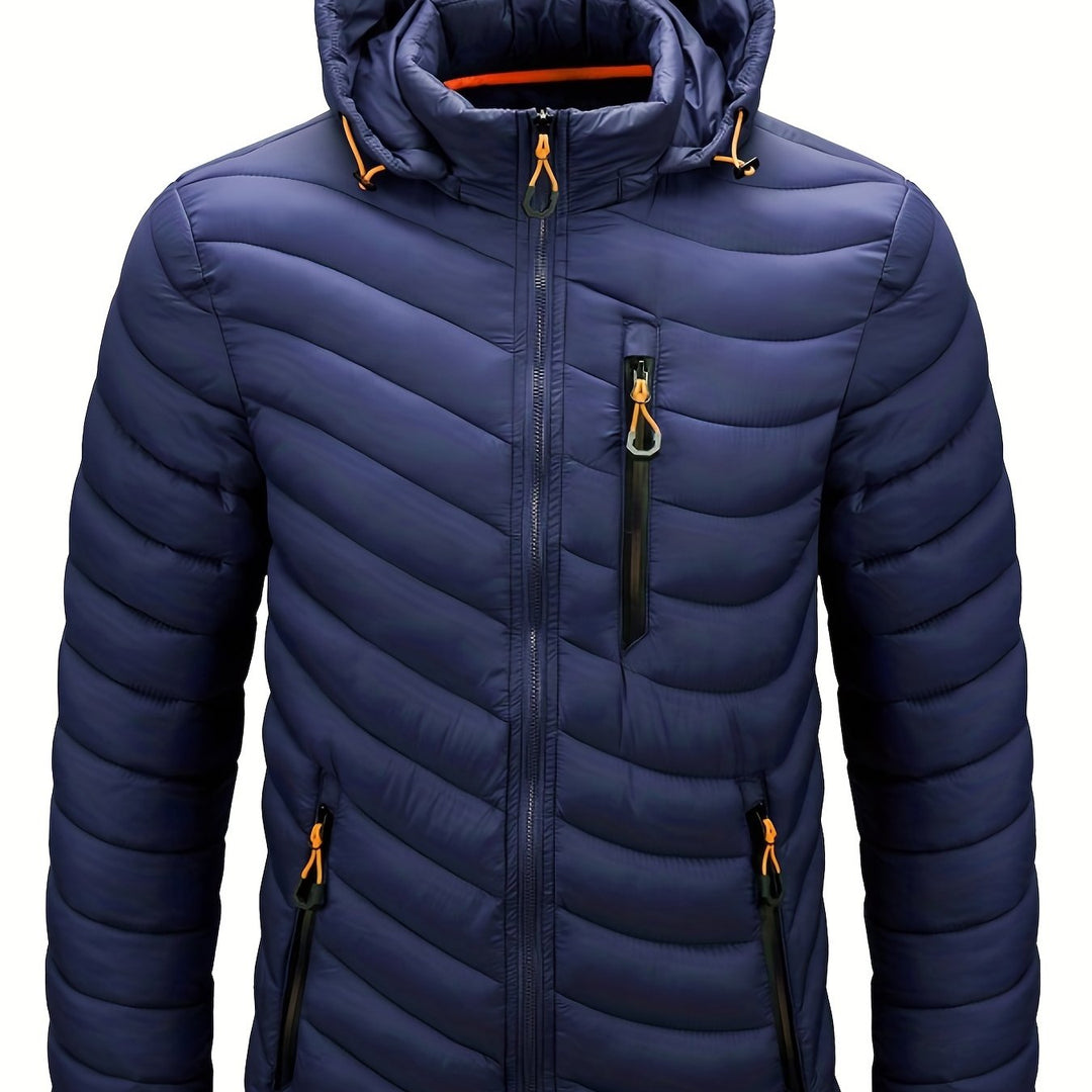 Heren donsjas | Warme winterjas met capuchon en rits