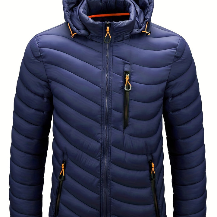 Heren donsjas | Warme winterjas met capuchon en rits