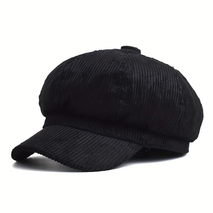 Dames pet | Bruine corduroy newsboy cap in vintage stijl