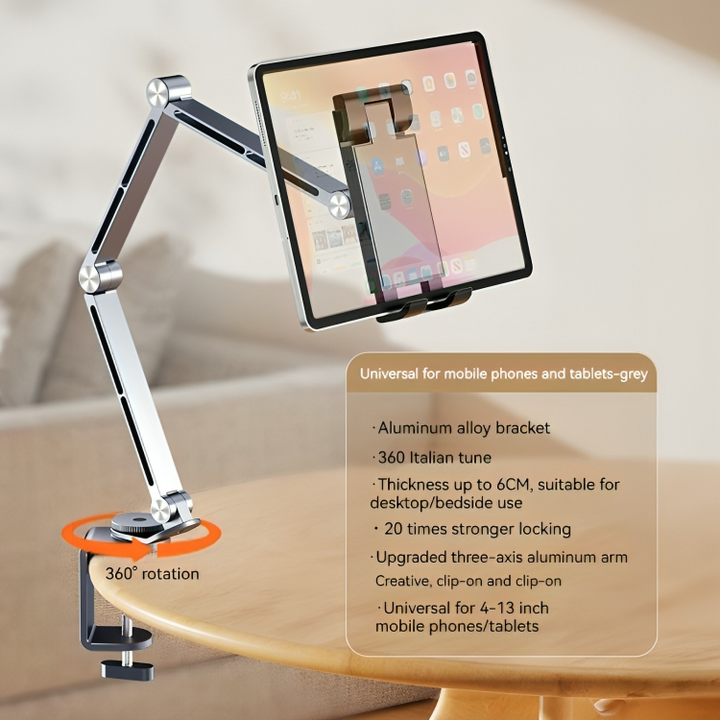 Tablet houder | Verstelbare arm 360° klem voor bureau/bed