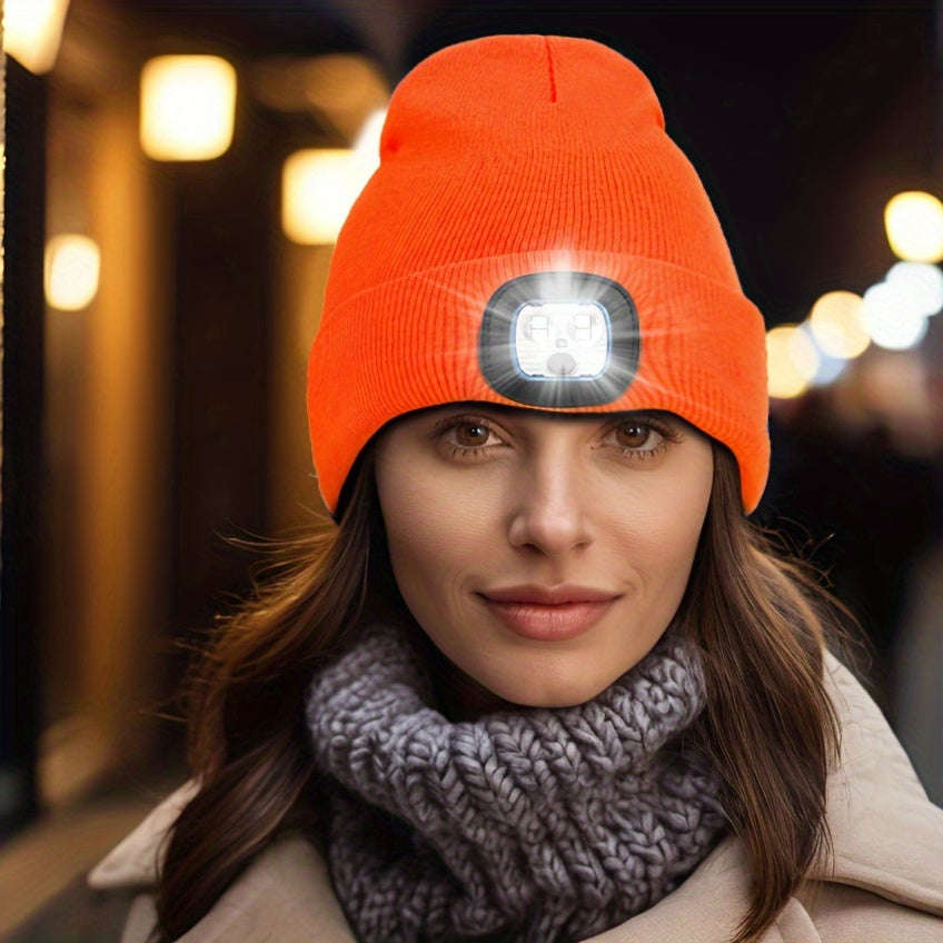 Unisex Wintermuts met Ingebouwde LED Lamp – Oplaadbare Verlichte Beanie voor Buitenactiviteiten