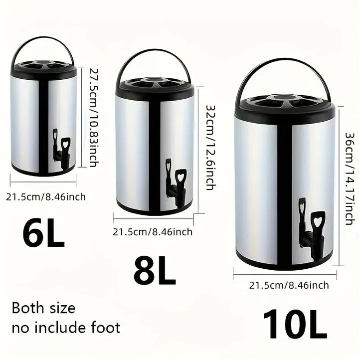 RVS drankdispenser groot | Geïsoleerde tapkan met kraan voor koffie en sap