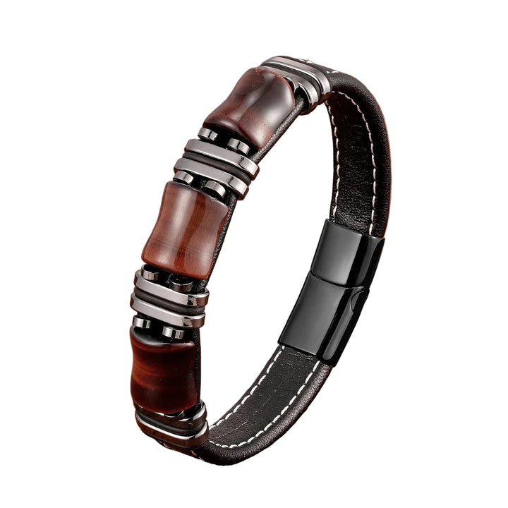 Raw Edge | Herenarmband met houtaccenten, metalen details en magneetsluiting