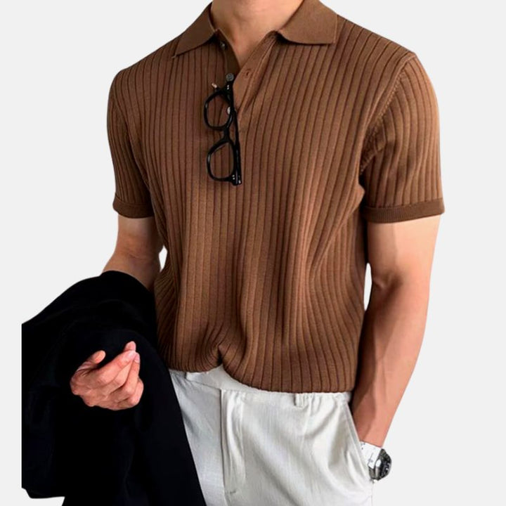 Rib Polo Shirt | Heren polo met korte mouw en knoopsluiting