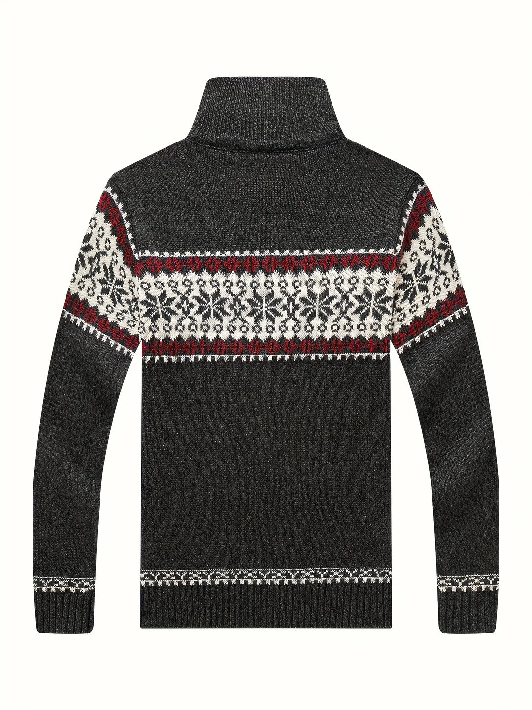 Heren vest | Gebreide cardigan met sneeuwvlok patroon en rits