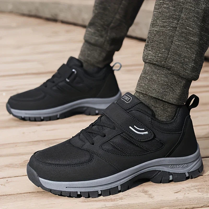 Heren sneakers zwart | Comfortabele sportschoenen met klittenband