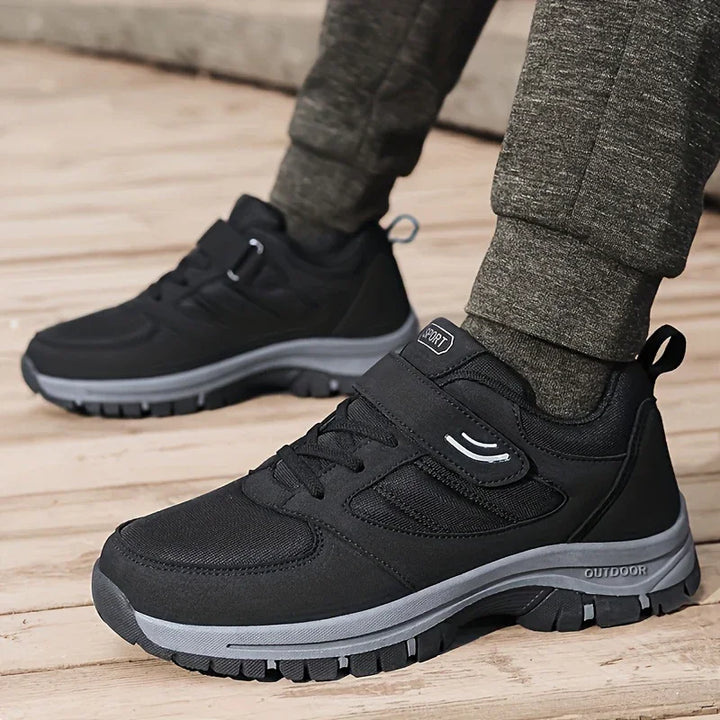Heren sneakers zwart | Comfortabele sportschoenen met klittenband