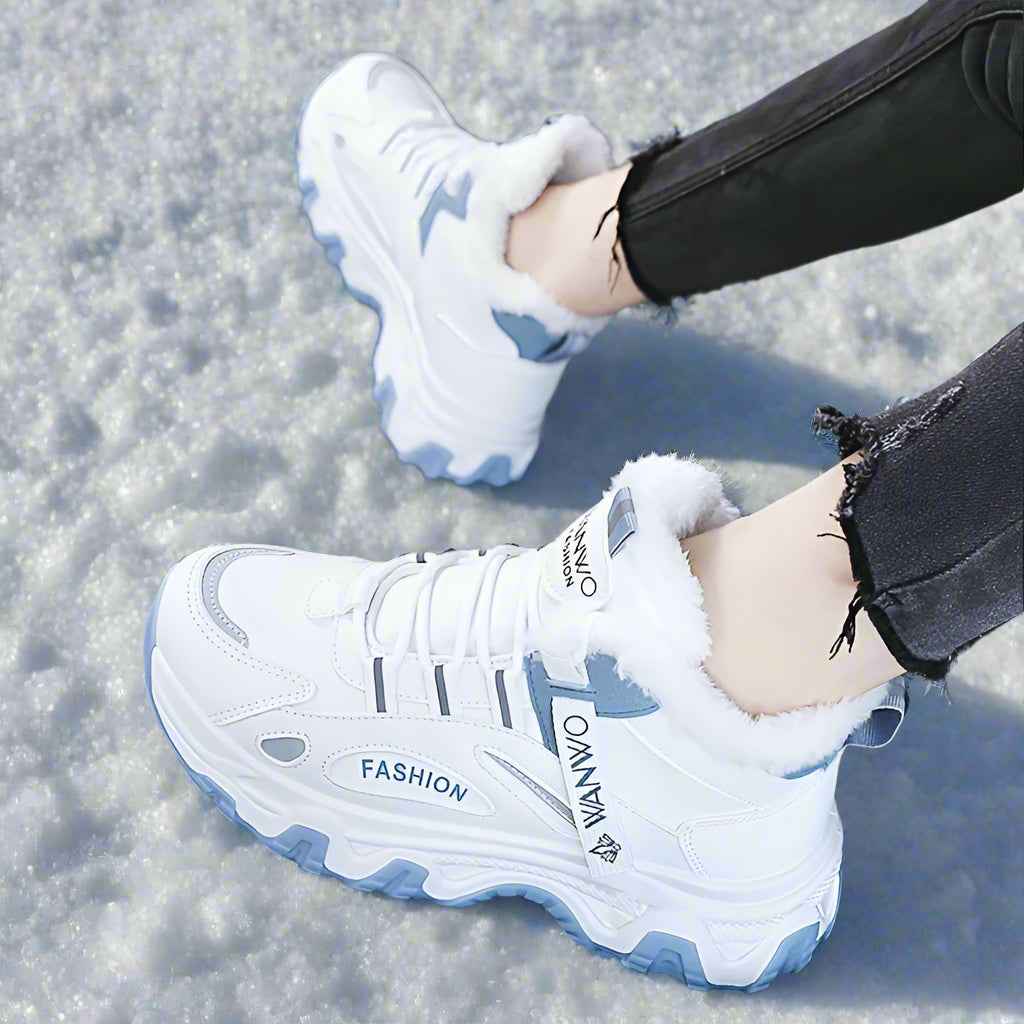 Sneakers dames | Witte casual schoenen met platte zool