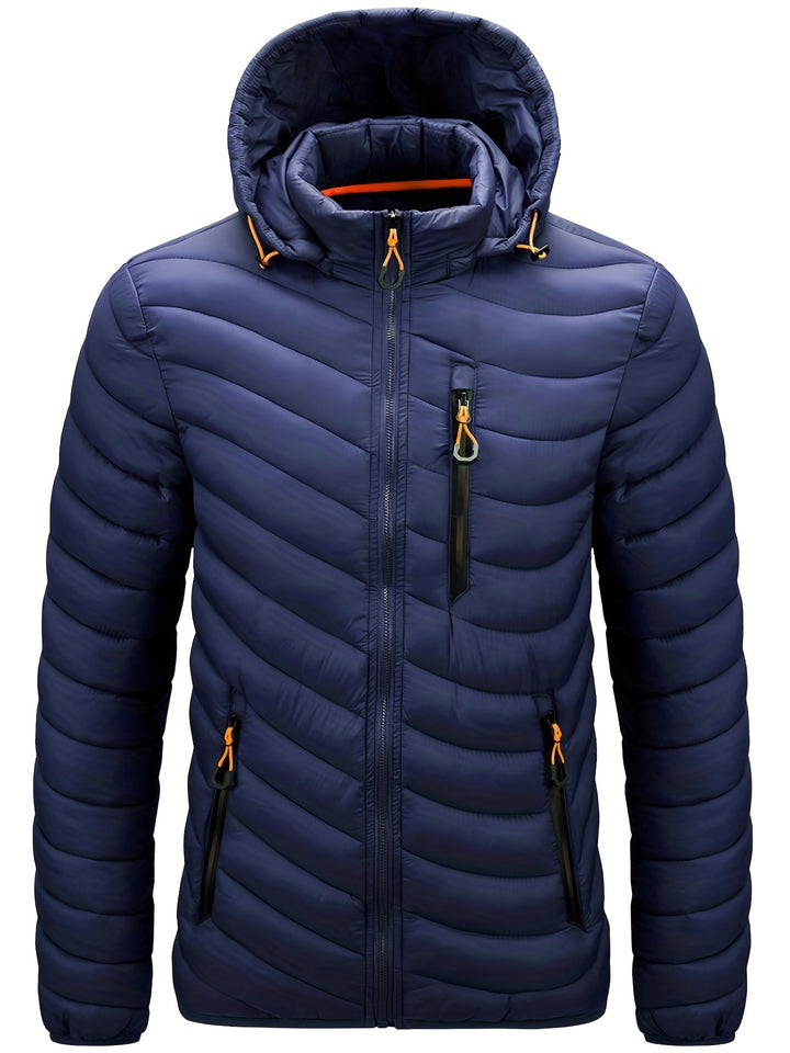 Heren donsjas | Warme winterjas met capuchon en rits