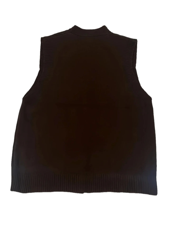 Dames vest | Kabelgebreid mouwloos cardigan met knopen