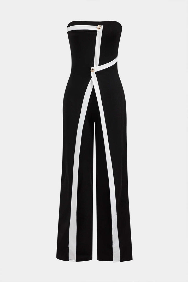 Elegante mouwloze jumpsuit met hoge taille en flatterende pasvorm