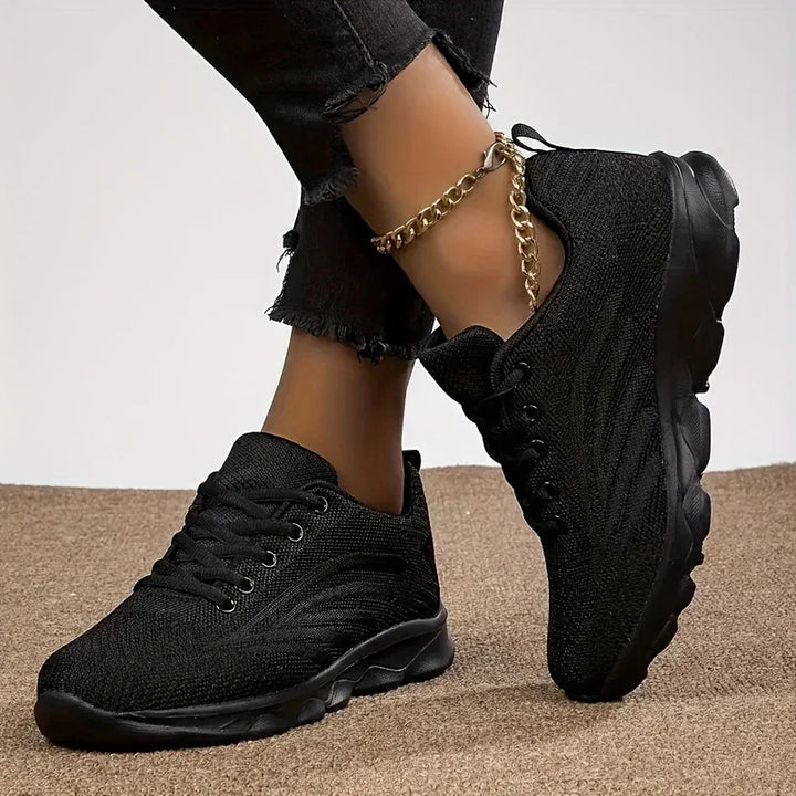 Dames sneakers zwart | Lichtgewicht ademende sportschoenen