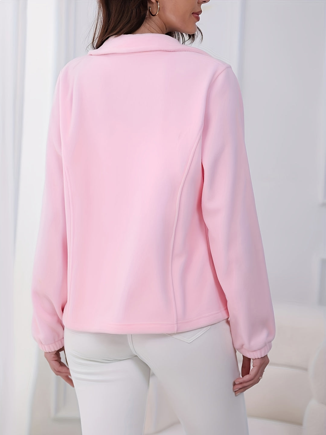 Dames winterjas | Fluffy fleece jas met hoge kraag en zakken