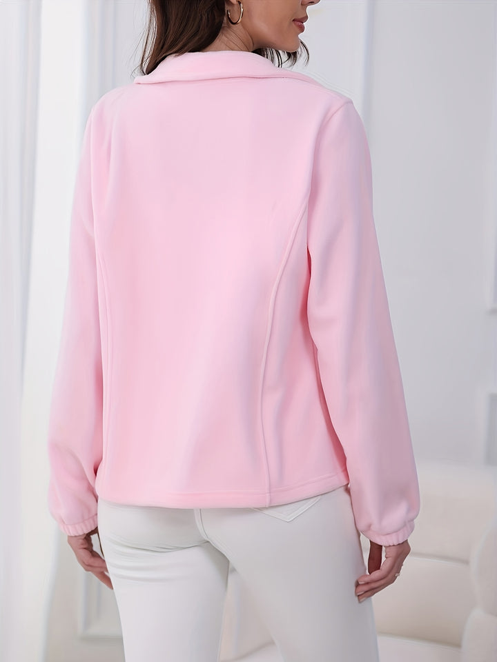 Dames winterjas | Fluffy fleece jas met hoge kraag en zakken