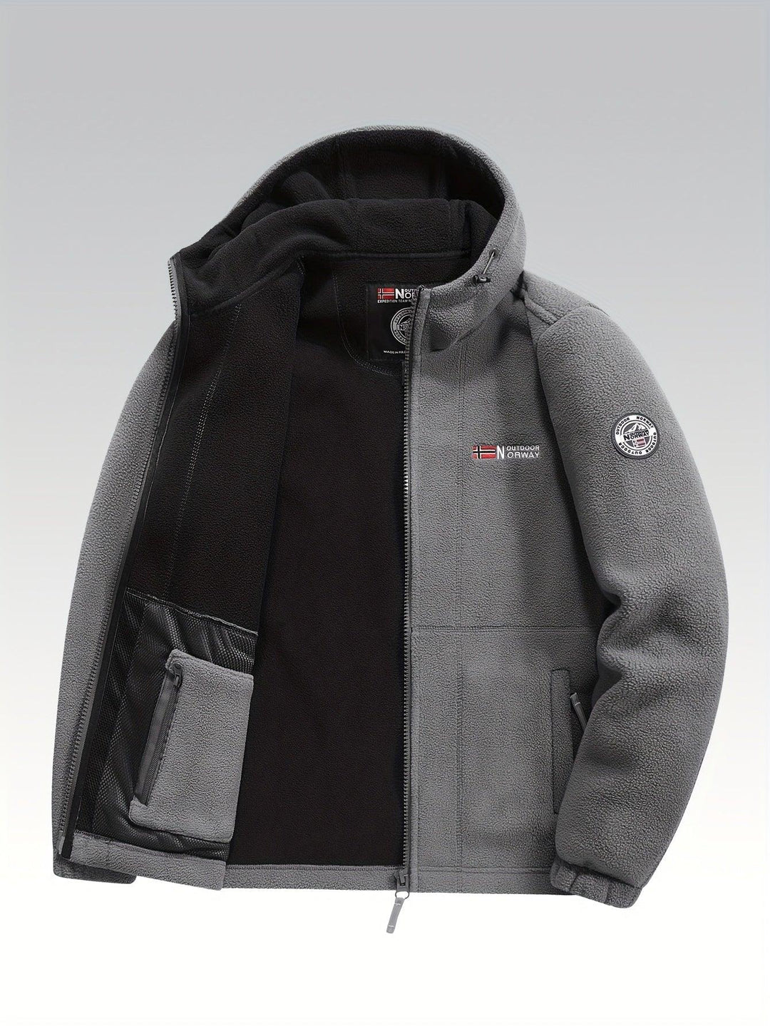 Winter fleece jas heren | Warme jas met capuchon en meerdere zakken