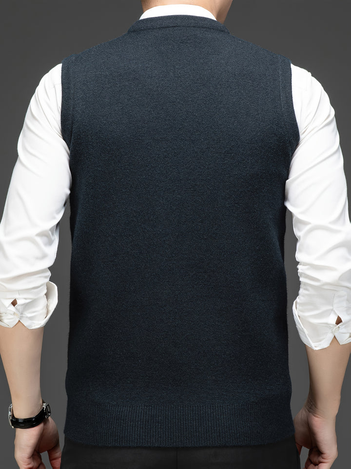 Heren pullover | Gebreide V-hals pullover met diamantpatroon