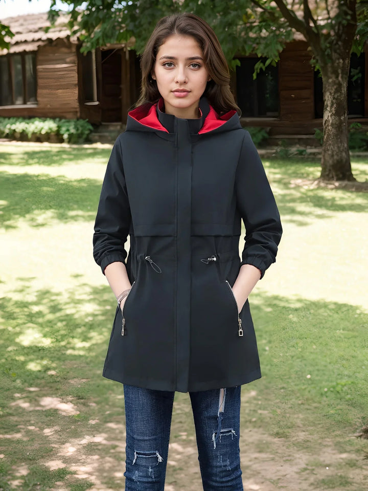Dames jas | Reversible jas met capuchon en rits casual model