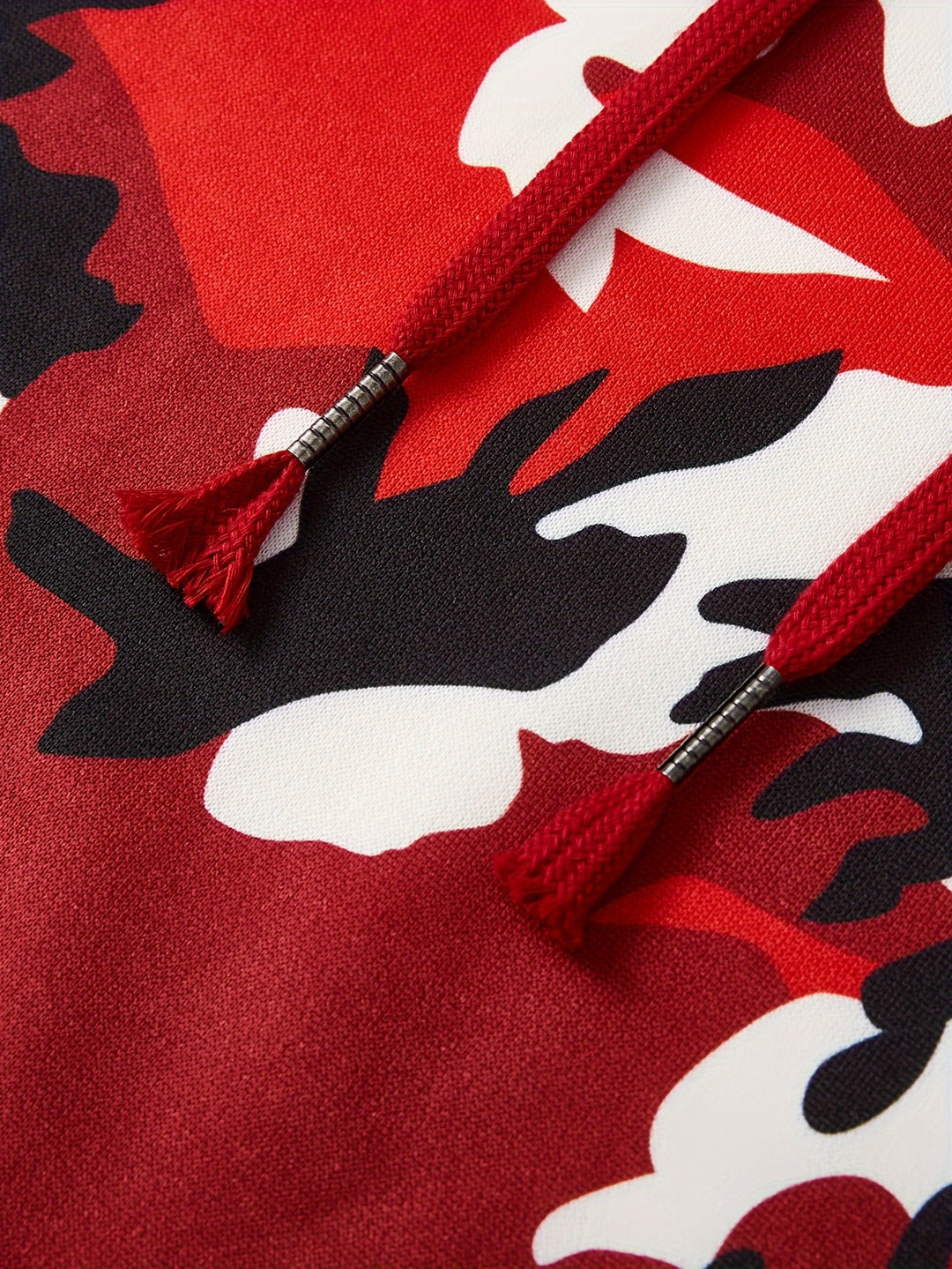 Heren hoodie | Camouflage trui rood met capuchon en kangoeroezak