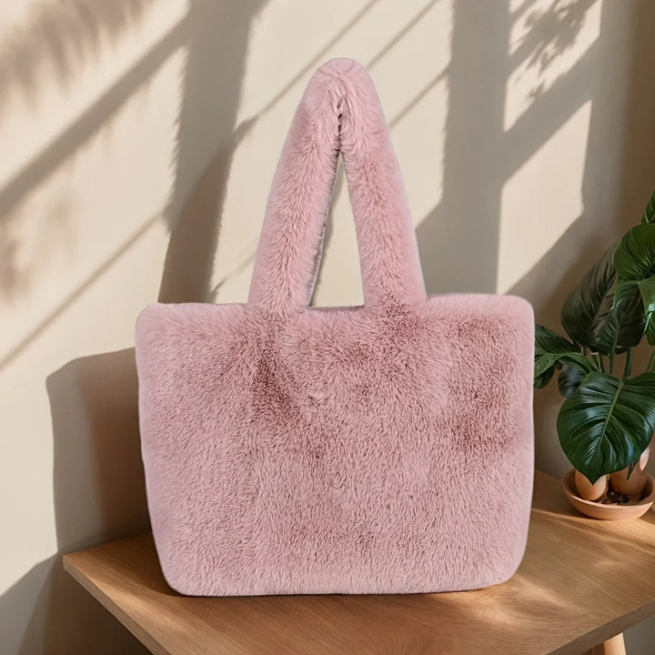 Dames faux fur tas | Pluche shopper in roze of wit