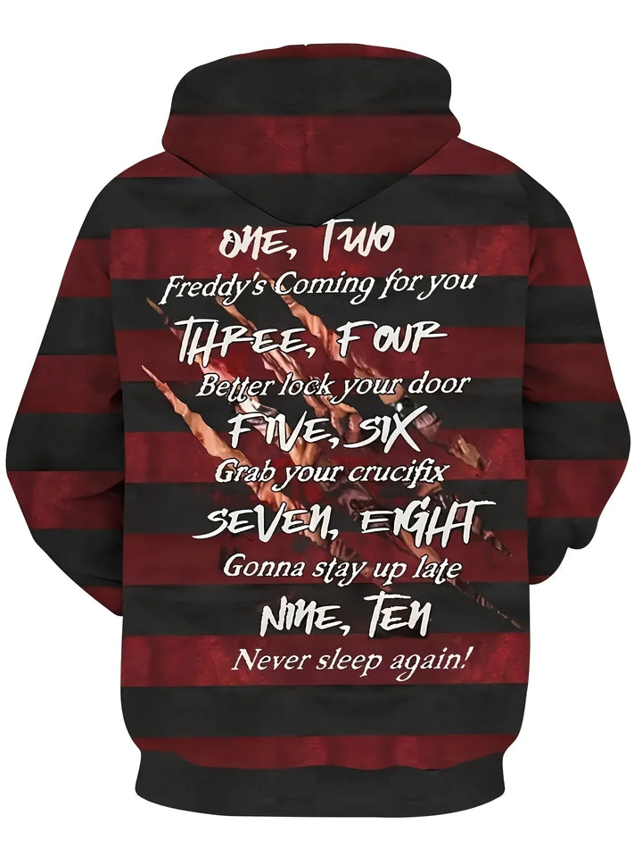 Heren hoodie | Horror trui met Freddy print en capuchon