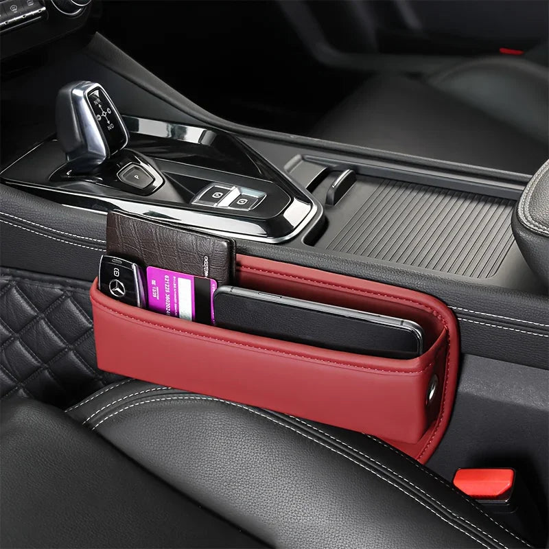 Auto stoel organizer | Leren opbergbox met vakken en kaarthouder