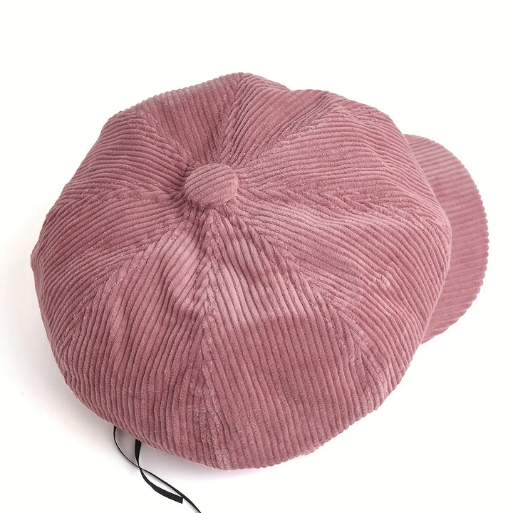Dames pet | Bruine corduroy newsboy cap in vintage stijl